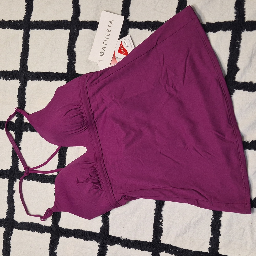 NWT Athleta Exotic Fuchsia Molded Prism Back Tankini Top Quick Dry - Picture 3 of 8